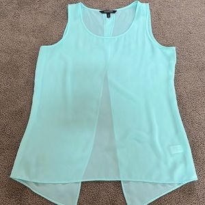 Express The Split Back Tank Top Shirt Aqua Blue Small